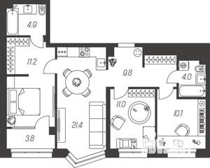 3-к квартира, строящийся дом, 83м2, 13/24 этаж