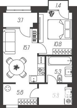 1-к квартира, строящийся дом, 48м2, 10/24 этаж