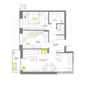2-к квартира, вторичка, 67м2, 7/13 этаж