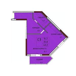 Студия квартира, строящийся дом, 40м2, 2/17 этаж