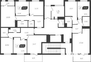 2-к квартира, вторичка, 64м2, 1/4 этаж
