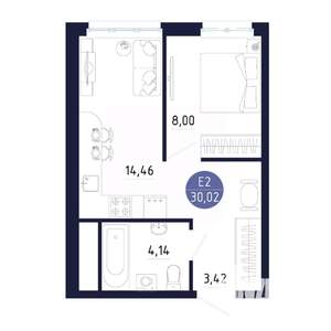 Студия квартира, строящийся дом, 30м2, 24/25 этаж