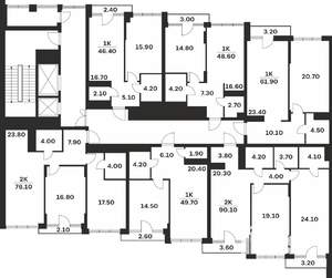 1-к квартира, вторичка, 46м2, 8/9 этаж