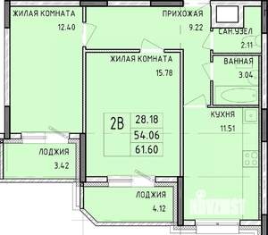 2-к квартира, строящийся дом, 62м2, 2/14 этаж