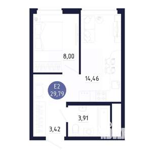 1-к квартира, вторичка, 30м2, 22/25 этаж