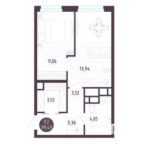 1-к квартира, вторичка, 39м2, 4/10 этаж