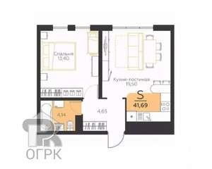 1-к квартира, вторичка, 42м2, 5/5 этаж