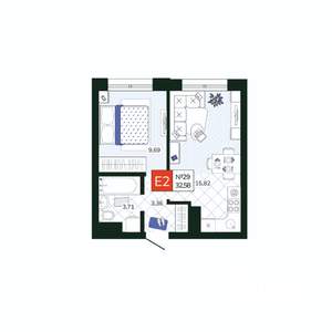 1-к квартира, вторичка, 33м2, 4/19 этаж