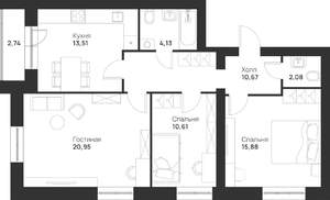 3-к квартира, вторичка, 81м2, 4/5 этаж