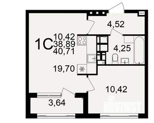 1-к квартира, вторичка, 39м2, 19/20 этаж