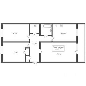 3-к квартира, вторичка, 64м2, 1/3 этаж