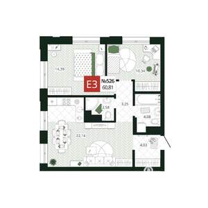 2-к квартира, вторичка, 61м2, 11/19 этаж