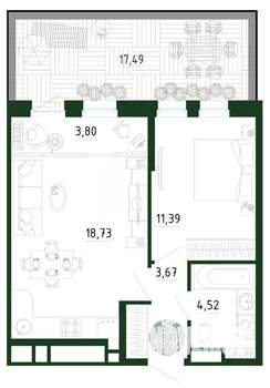 2-к квартира, вторичка, 60м2, 1/25 этаж