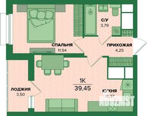 1-к квартира, вторичка, 39м2, 17/25 этаж