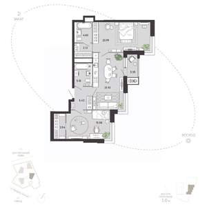 2-к квартира, вторичка, 85м2, 14/21 этаж