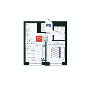 1-к квартира, вторичка, 33м2, 18/19 этаж