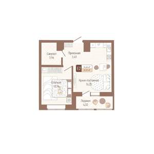 1-к квартира, строящийся дом, 39м2, 3/14 этаж