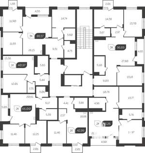 3-к квартира, вторичка, 89м2, 2/4 этаж