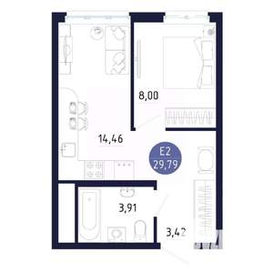 Студия квартира, строящийся дом, 30м2, 7/25 этаж