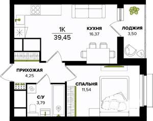 1-к квартира, вторичка, 39м2, 5/25 этаж
