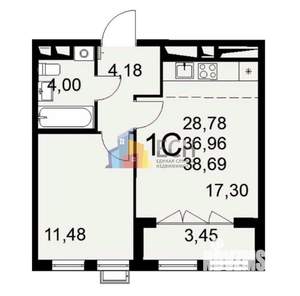 1-к квартира, вторичка, 39м2, 16/16 этаж