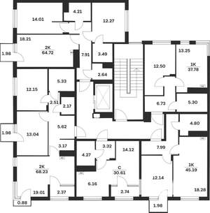2-к квартира, вторичка, 68м2, 3/4 этаж