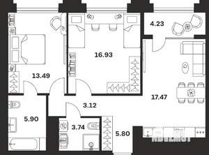2-к квартира, вторичка, 71м2, 4/10 этаж