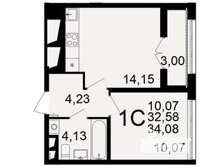 1-к квартира, вторичка, 34м2, 2/18 этаж