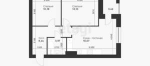 2-к квартира, вторичка, 57м2, 3/5 этаж