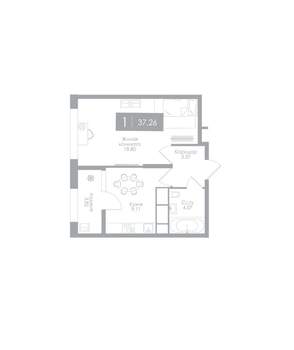 1-к квартира, вторичка, 37м2, 19/25 этаж