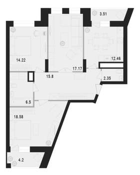 3-к квартира, вторичка, 97м2, 2/21 этаж