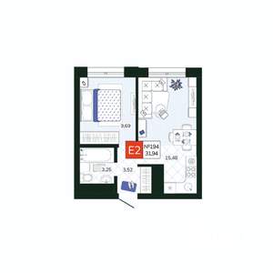 1-к квартира, вторичка, 32м2, 19/19 этаж