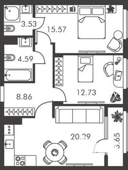 2-к квартира, вторичка, 69м2, 7/9 этаж