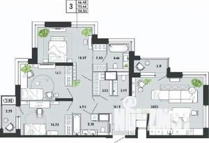 3-к квартира, вторичка, 119м2, 9/21 этаж