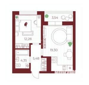 1-к квартира, вторичка, 40м2, 10/12 этаж