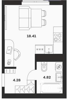 Студия квартира, вторичка, 28м2, 11/16 этаж