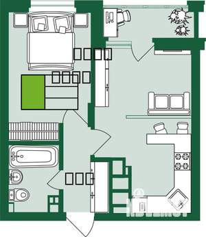 1-к квартира, строящийся дом, 40м2, 2/9 этаж