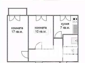 2-к квартира, вторичка, 47м2, 2/5 этаж