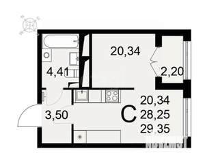 Студия квартира, вторичка, 30м2, 9/26 этаж