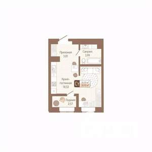 1-к квартира, вторичка, 28м2, 8/14 этаж