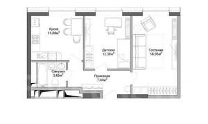 2-к квартира, вторичка, 45м2, 3/5 этаж