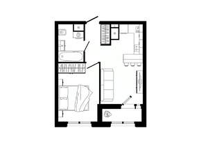 1-к квартира, строящийся дом, 38м2, 24/25 этаж