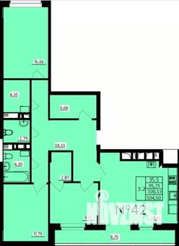 3-к квартира, строящийся дом, 100м2, 9/9 этаж