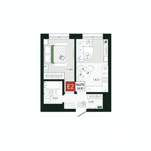 1-к квартира, вторичка, 35м2, 19/19 этаж
