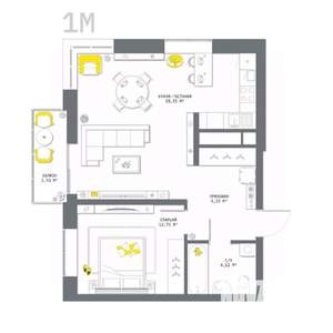 1-к квартира, вторичка, 58м2, 9/13 этаж
