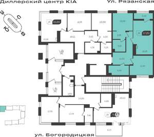 2-к квартира, вторичка, 67м2, 1/4 этаж