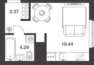 Студия квартира, вторичка, 26м2, 4/25 этаж