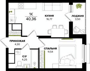 1-к квартира, вторичка, 40м2, 14/25 этаж