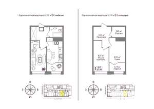 1-к квартира, сданный дом, 37м2, 9/9 этаж