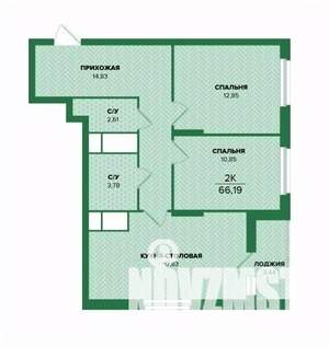 2-к квартира, строящийся дом, 66м2, 12/25 этаж